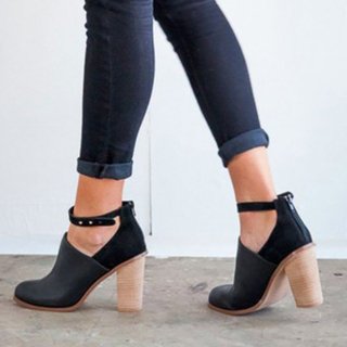 womens black chunky heel boots