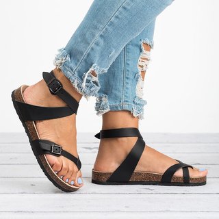 ankle strap buckle flip flop gladiator thong flat sandals