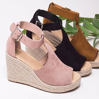 espadrille wedges adjustable buckle sandals