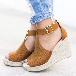 espadrille wedges adjustable buckle sandals