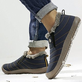 large size unisex waterproof fur lining slip on snow boots