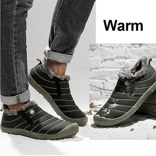 large size unisex waterproof fur lining slip on snow boots