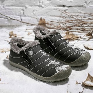 waterproof fur slip on snow boots