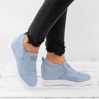 leather slip on faux suede wedge heel sneakers