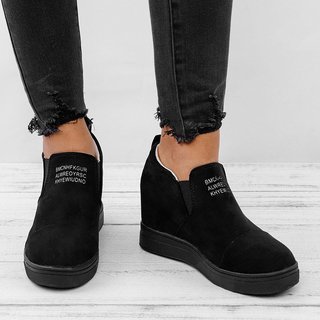 Fashion Letter Slip On Wedge Sneakers 
