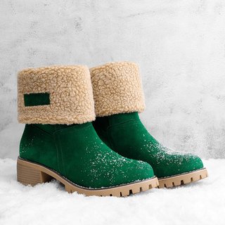 women large size snow boot warm chunky heel boots