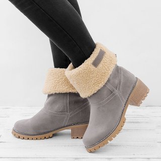 women large size snow boot warm chunky heel boots