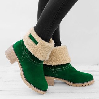 women warm square heels snow boots