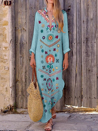 summer maxi dress with sleeves