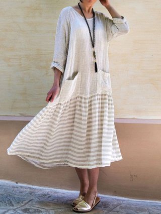 Justfashionnow Casual Dresses Daytime Crew Neck Casual Patch 3 4