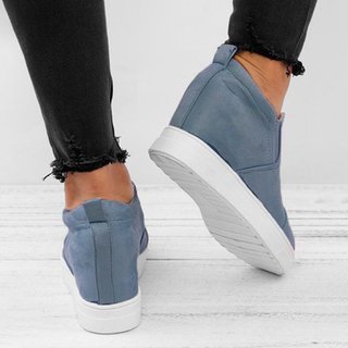 leather slip on faux suede wedge heel sneakers