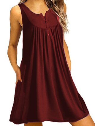 Justfashionnow Sundress Casual Dresses Beach Shift Crew Neck