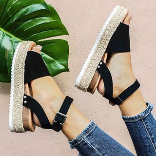 leopard espadrilles flatform wedge buckle open toe sandals
