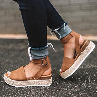 leopard espadrilles flatform wedge buckle open toe sandals