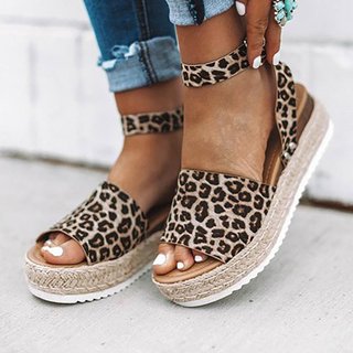 Leopard Espadrilles Flatform Wedge 