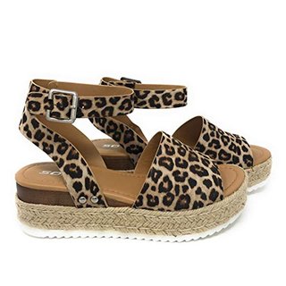 leopard espadrilles flatform wedge buckle open toe sandals