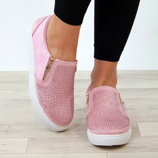 Justfashionnow New Womens Casual Sneakers Flat Slip On Pumps Shoes Plus Sizes