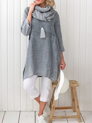 Pockets Plain Casual Linen Maxi Dresses Justfashionnow Com