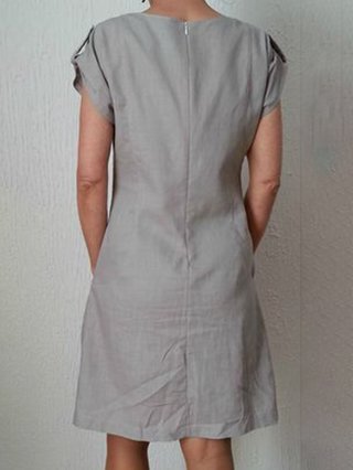 Summer Linen Pockets Buttoned Shift Holiday Casual Dresses