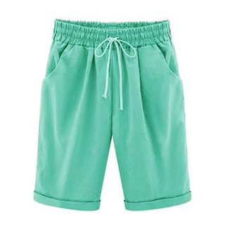 Women S Plus Size Elastic Waist Casual Shorts Cotton Fifth Knee