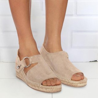 Justfashionnow Sandals Beige Casual Wedge Heel Open Toe Sandals