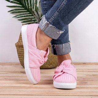 womens knitted twist slip on sneakers