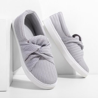 women knitted twist pink slip on sneakers