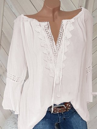 Women Tops Spring Wears Summer Blouses Plus Size 3 4 Sleeve Women