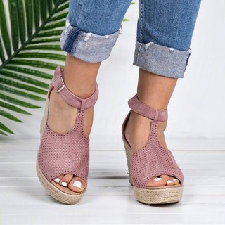 espadrille wedges adjustable buckle sandals