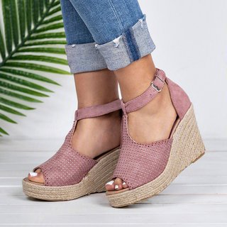 espadrille wedges adjustable buckle sandals