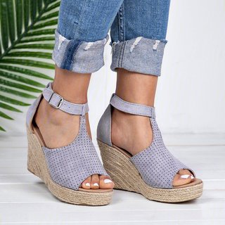 espadrille wedges adjustable buckle sandals