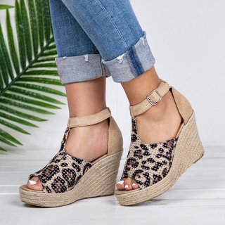 espadrille wedges adjustable buckle sandals