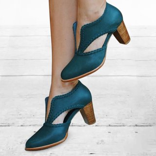 Justfashionnow Heels Round Toe Casual Braided Black Heels