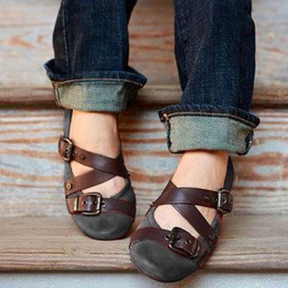 buckle strap casual flats loafers