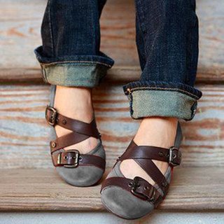 buckle strap casual flats loafers