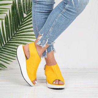 Black Magic Tape Microfiber Leather Wedge Heel Sandal