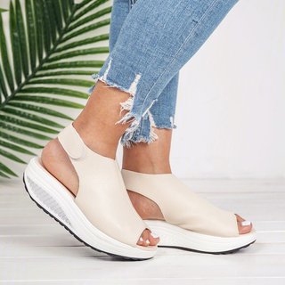 Black Magic Tape Microfiber Leather Wedge Heel Sandal