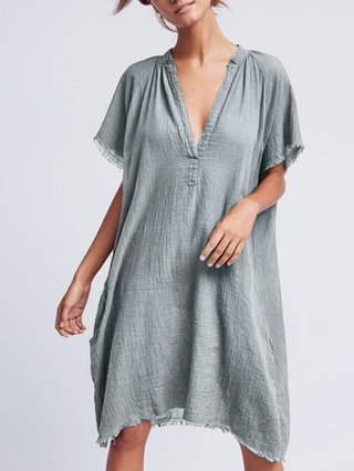 v neck casual short sleeve dresses