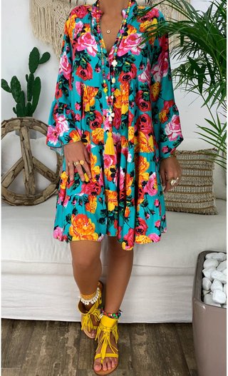 yanna floral long sleeve dress