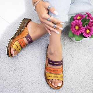 Women Casual Summer Color Comfy Low Heel Wedge Sandals