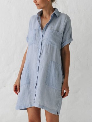 Justfashionnow Shirt Dress 1 Casual Dresses Going Out Shirt Collar Casual Short Sleeve Dresses