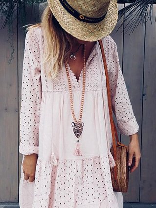 Justfashionnow Summer Dresses Long Sleeve 1 Casual Dresses V Neck