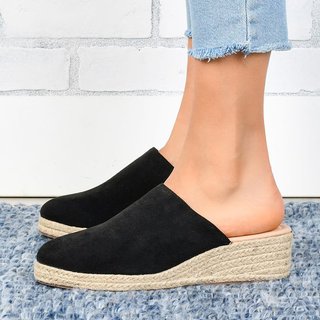 Justfashionnow Mule Espadrille Wedges Pu Closed Toe Women Sandals