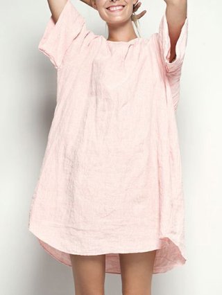 Sundress Casual Dresses Crew Neck Paneled Simple Short Sleeve