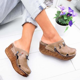 Justfashionnow Creepers Wedges Brown Wedge Heel Closed Toe
