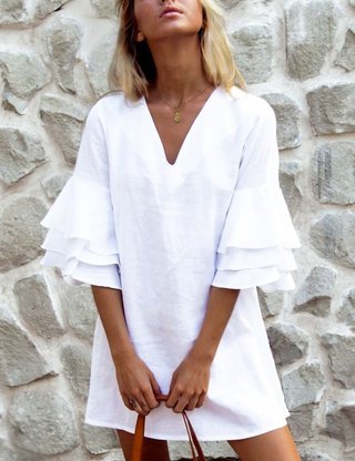solid half sleeve dress