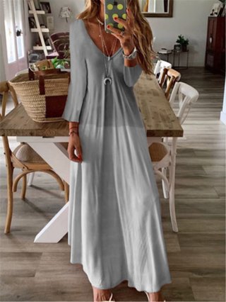 Justfashionnow Sundress Long Sleeve 1 Casual Dresses Daytime V Neck Casual Printed Dresses