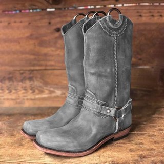 Justfashionnow Boots Chunky Heel Round Toe Black Boots