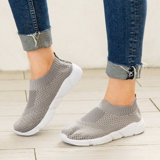 breathable elastic cloth sneakers platform slip on sneakers