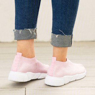 breathable elastic cloth sneakers platform slip on sneakers